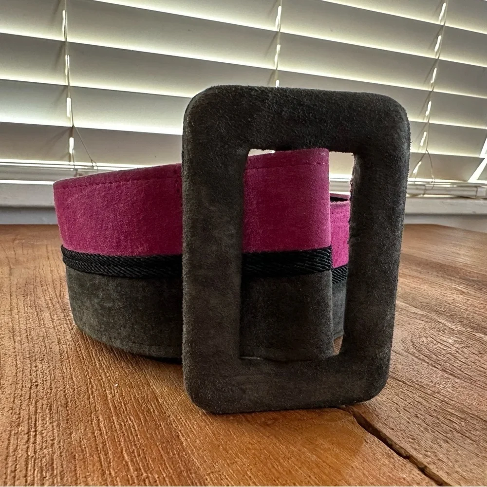 Vintage Carlisle Pink Gray Suede Belt - Picture 2 of 5